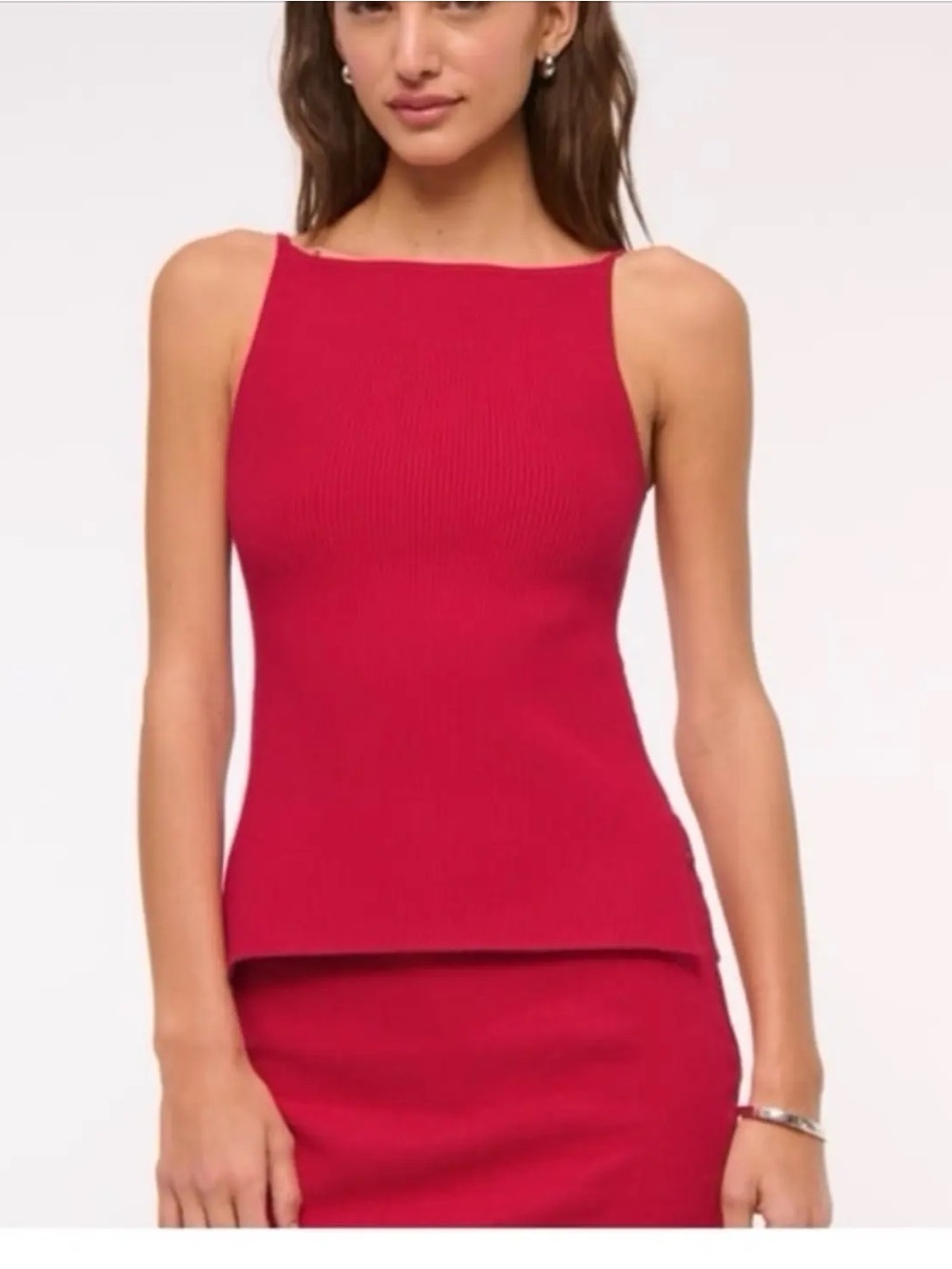 A&F Apron Neck Ribbed Top